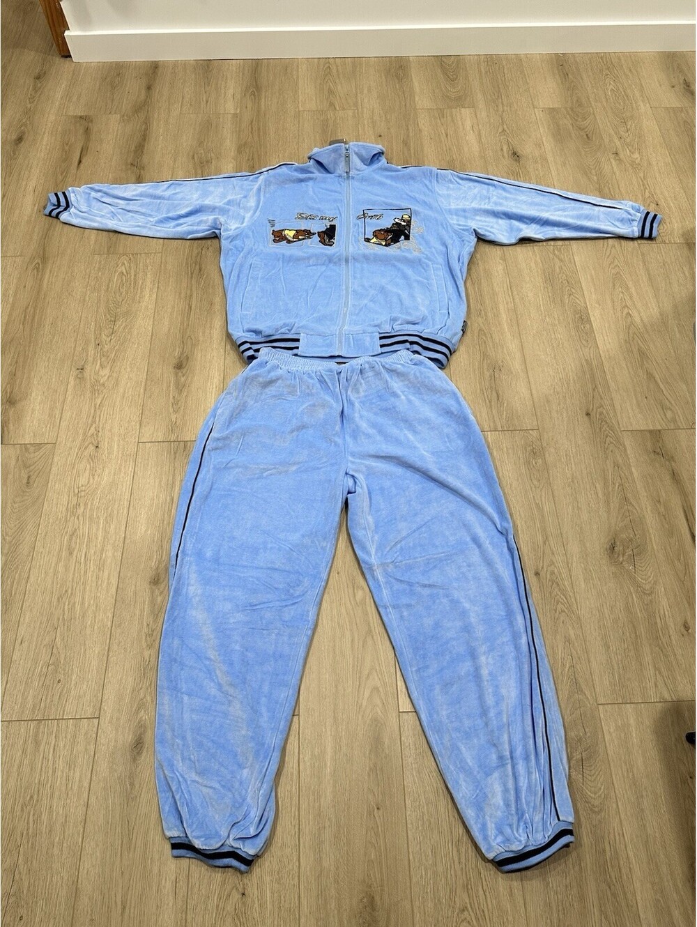 Raw Blue Tracksuit Mens 2XL/3XL Blue Y2K Hip Hop Zip Streetwear Skate
